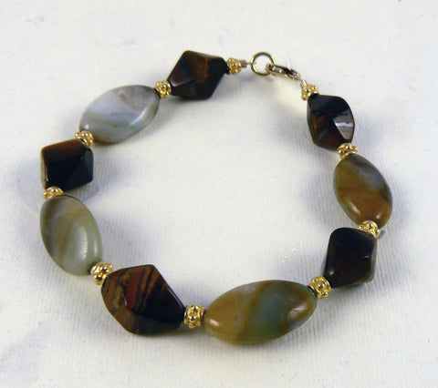 Tiger Eye and Ammonite Bracelet - SOLD