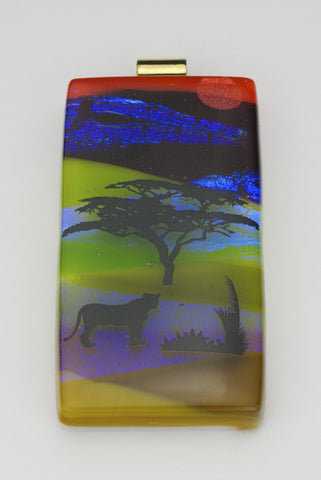 Fused Glass Pendant - Lion