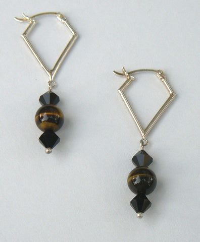 Tiger Eye Kite Hoop Earrings - SOLD