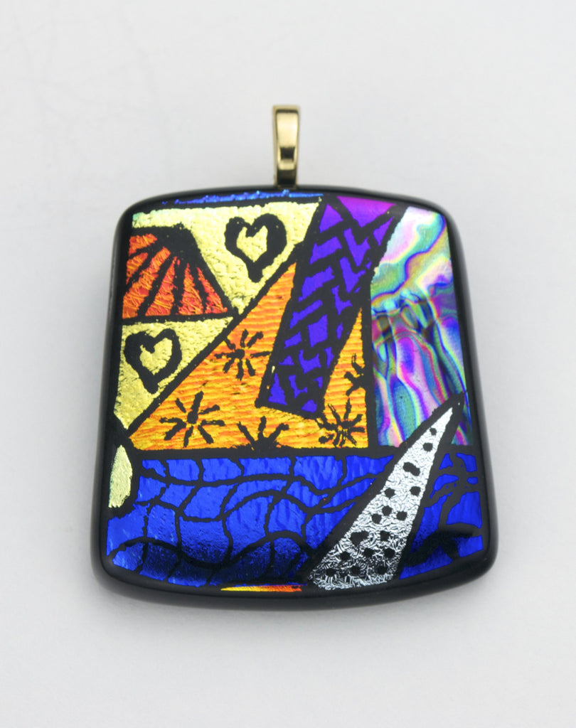 Fused Glass - Picasso Pendant - SOLD