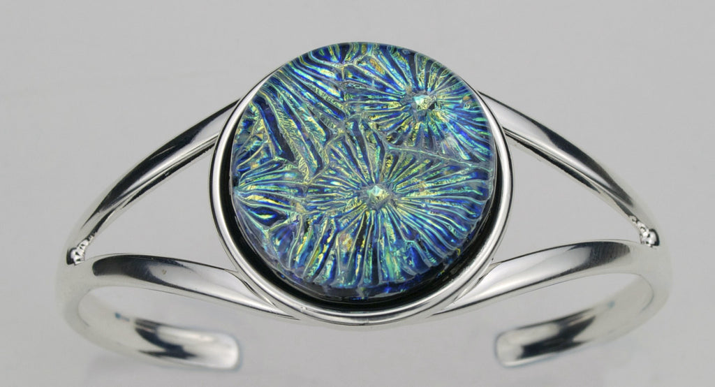 Fused Glass - Silver Plate Bangle Bracelet