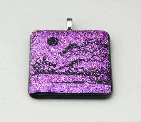 Fused Glass - Flamingos Pendant