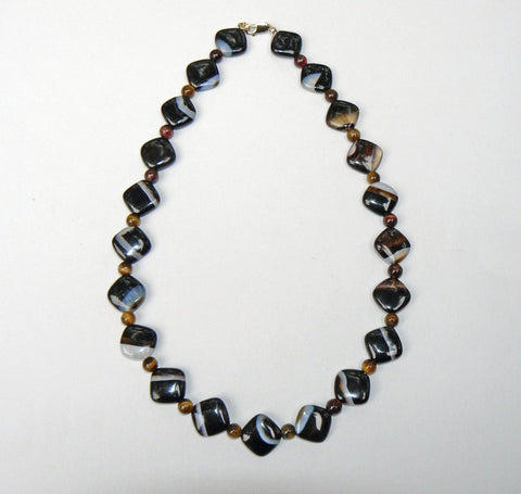 Agate and Tiger Eye Necklace - SOLD