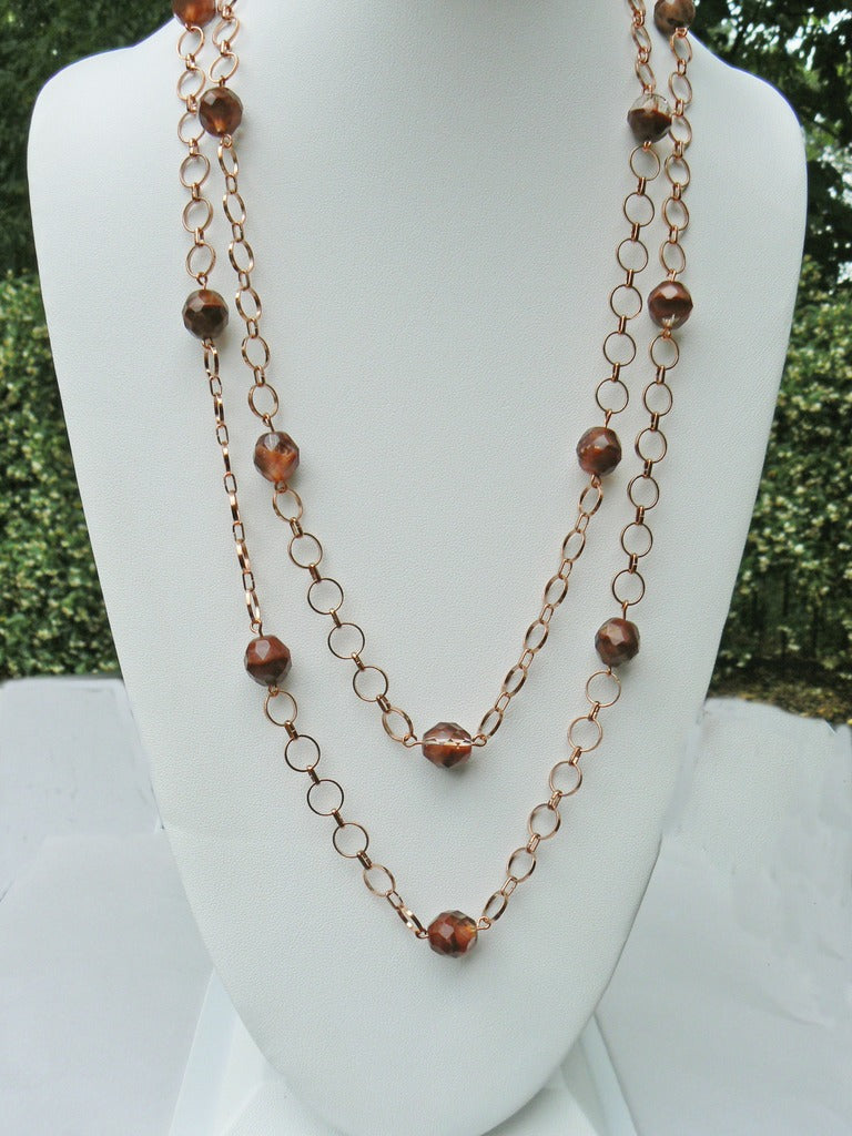 Czech Bead and Copper Chain Necklace- SOLD