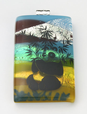 Fused Glass Pendant - Panda