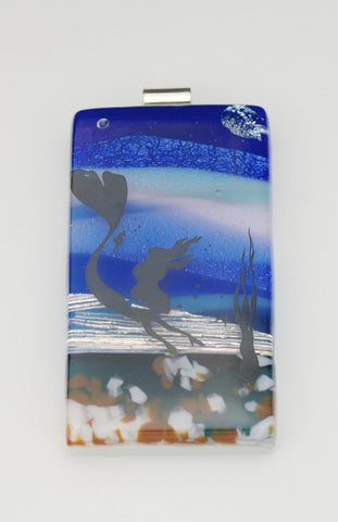 Fused Glass Pendant - Mermaid in the Night