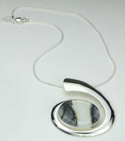 Fused Glass - Silver Plate Oval Pendant - SOLD