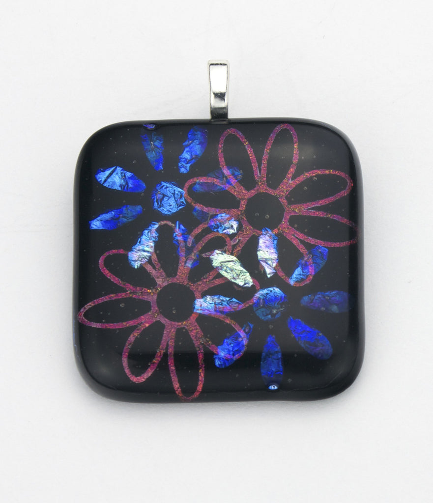 Fused Glass - Flower Power Shadow Pendant - SOLD