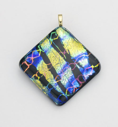 Fused Glass - Chain & Ribbon Shadow Pendant - SOLD