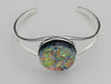 Fused Glass - Silver Plate Bangle Bracelet