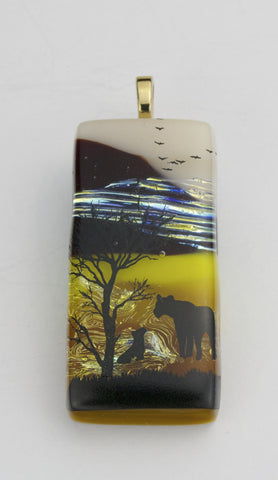 Fused Glass - Lion & It's Cub at - SOLD