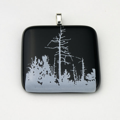 Fused Glass - Winter White Tree Pendant